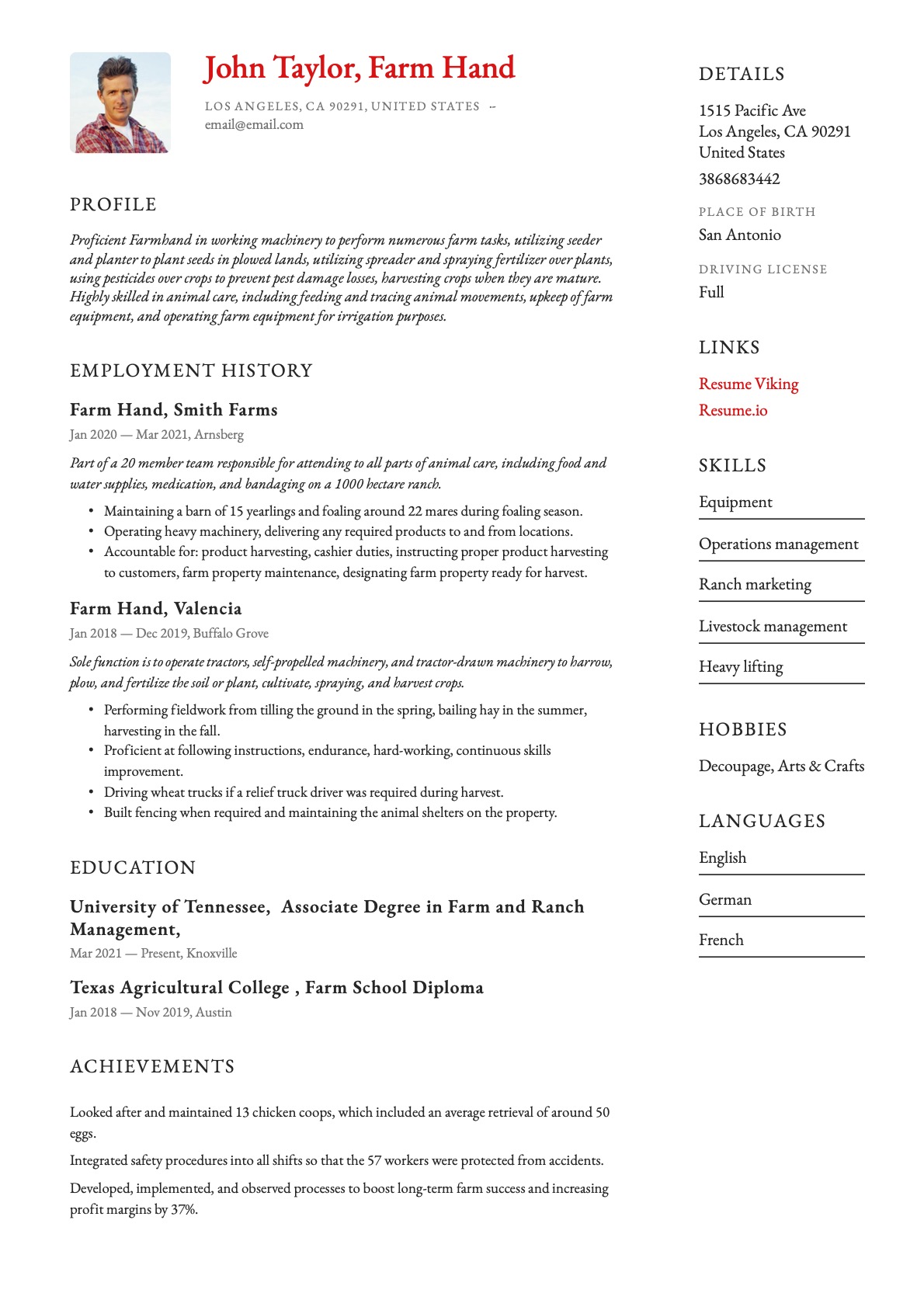 Example Resume Farm Hand-12