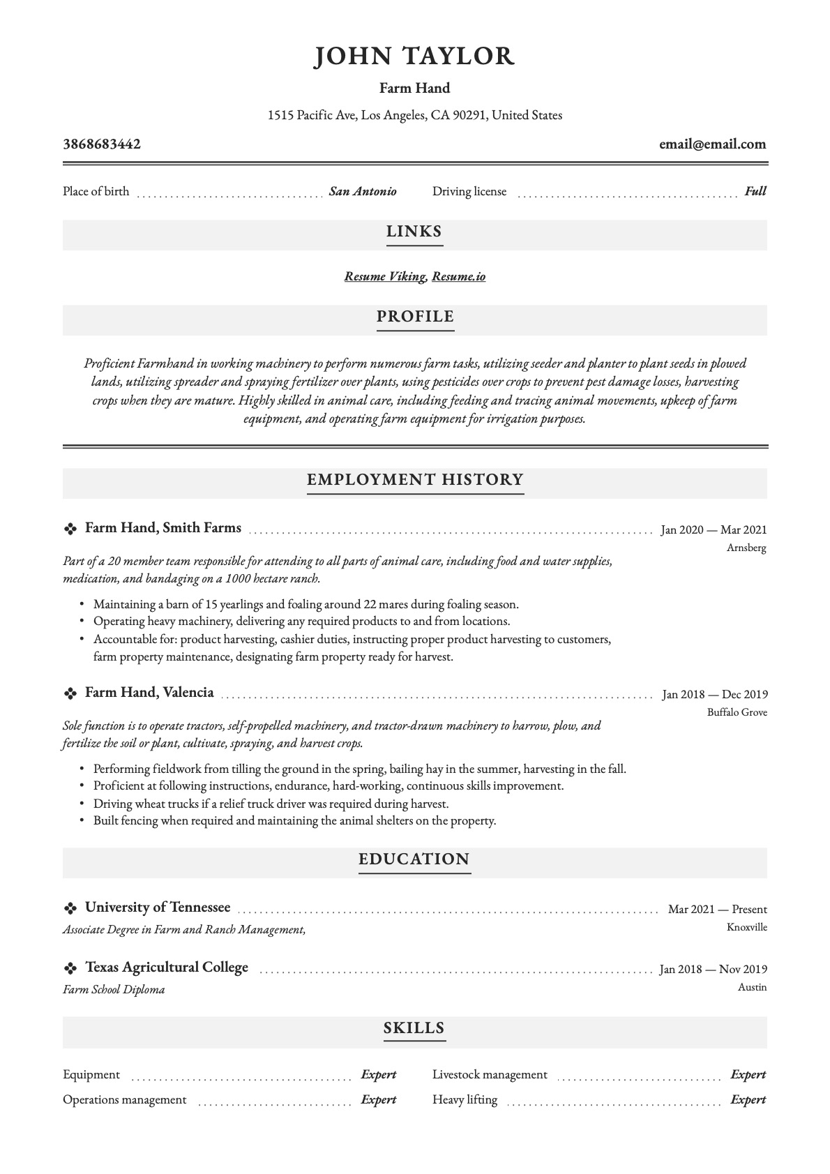 Example Resume Farm Hand-18