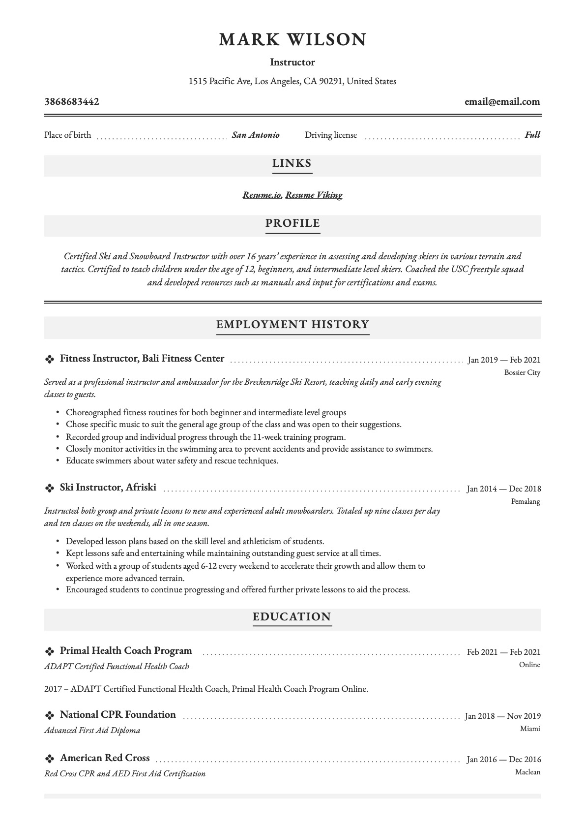Example Resume Instructor-10