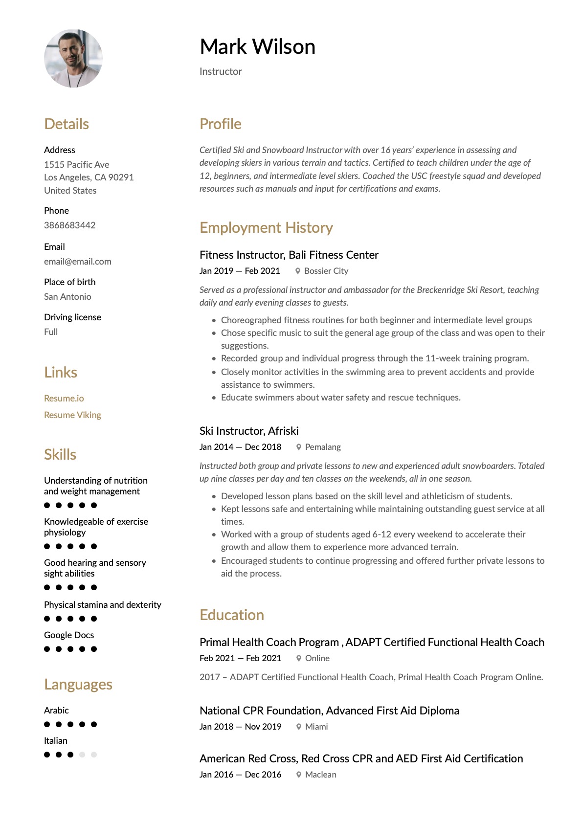 Example Resume Instructor-17