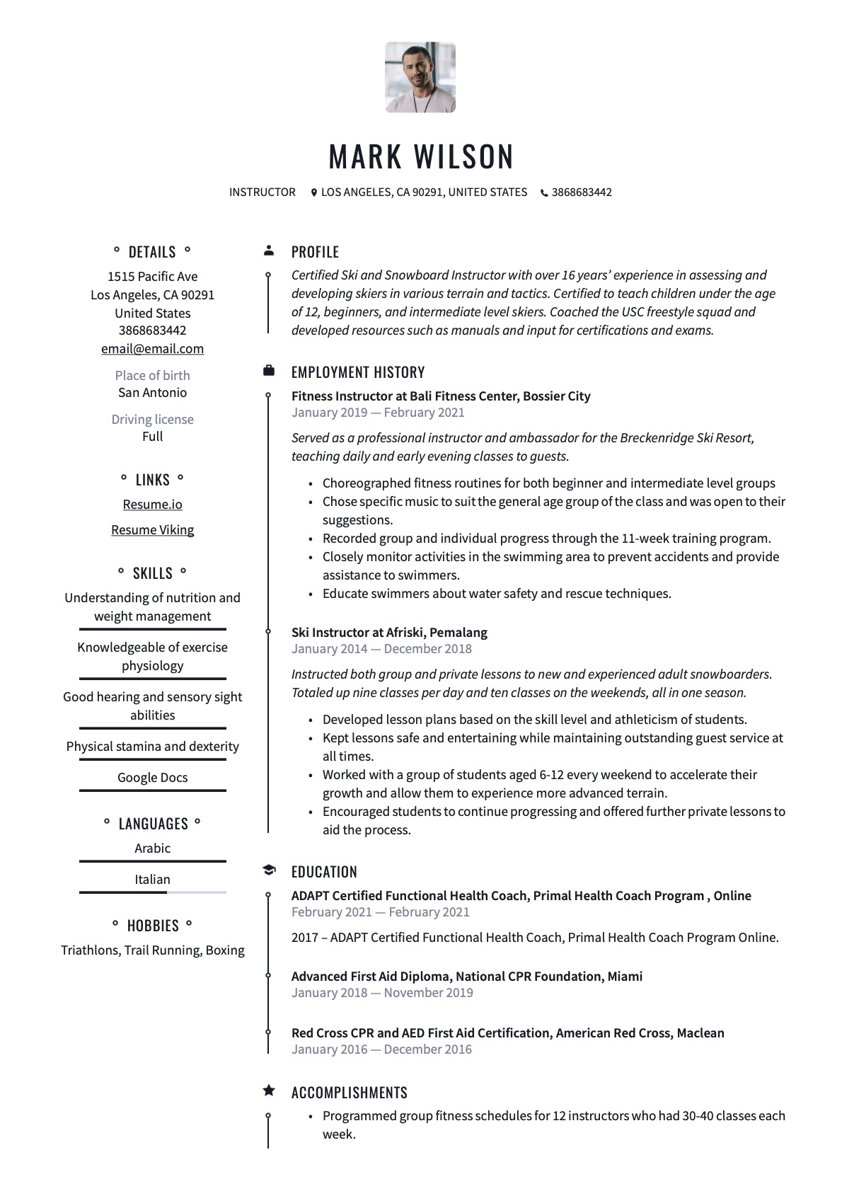 Example Resume Instructor-2