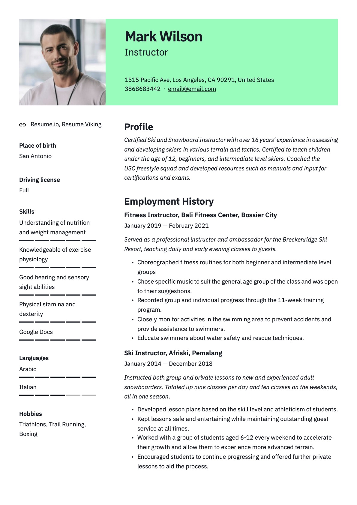 Example Resume Instructor-3