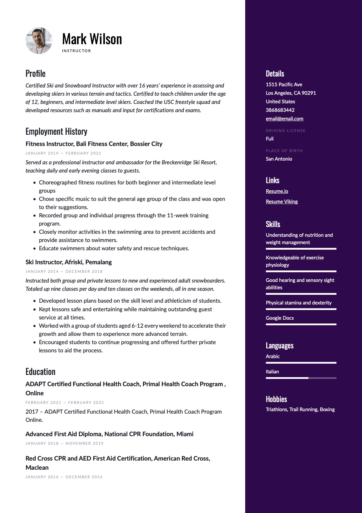 Example Resume Instructor-4