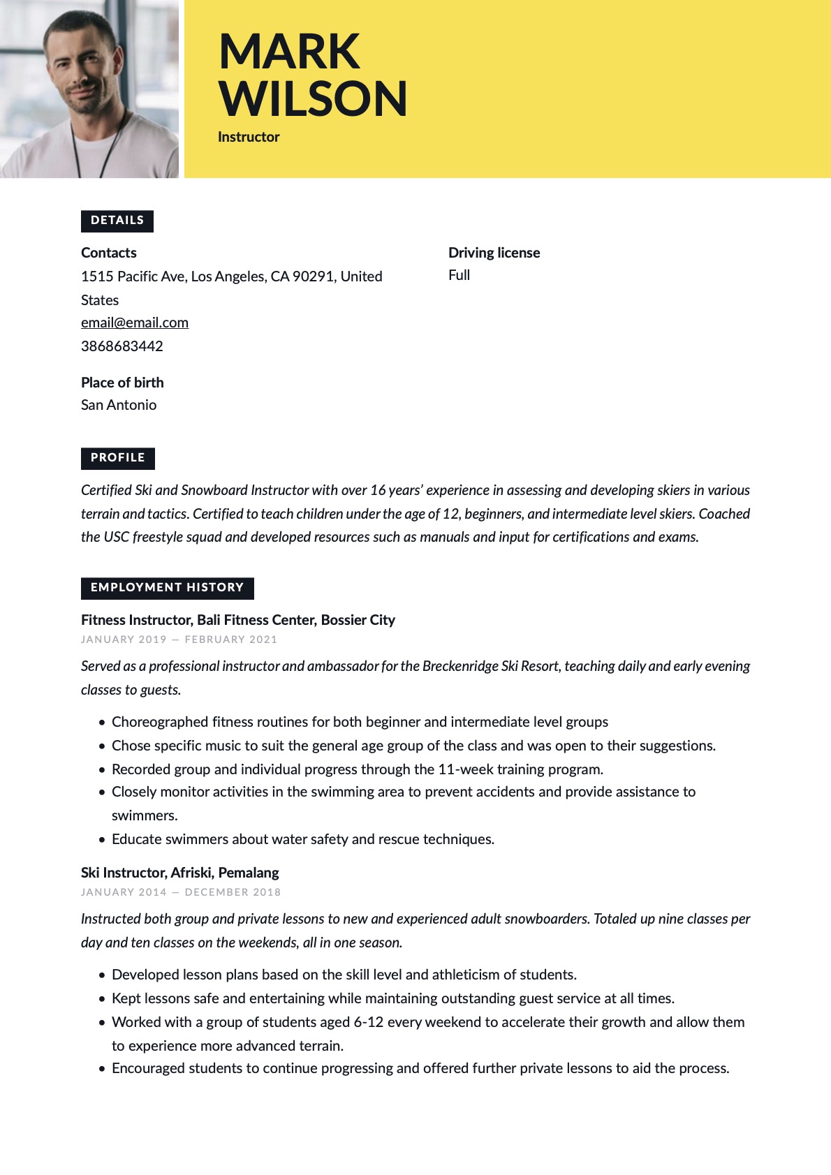 Example Resume Instructor-9