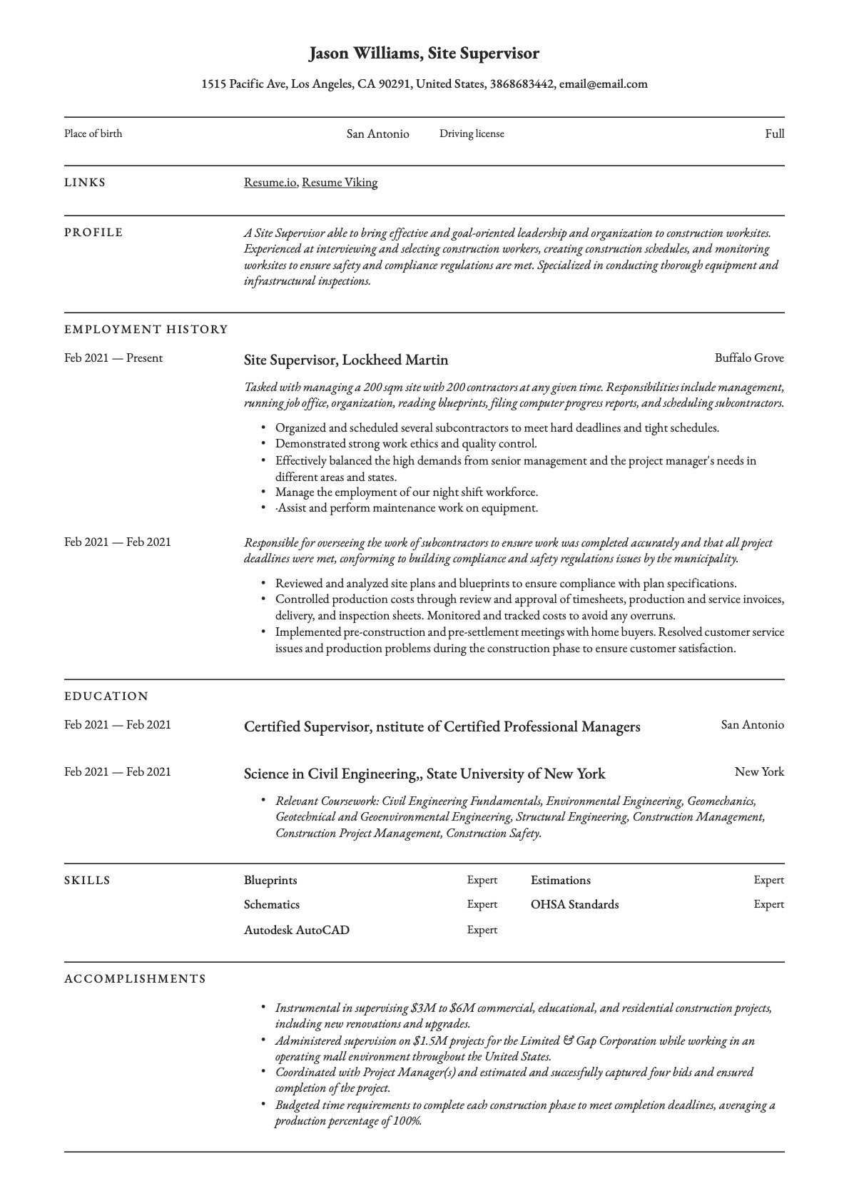 Example Resume Site Supervisor-5