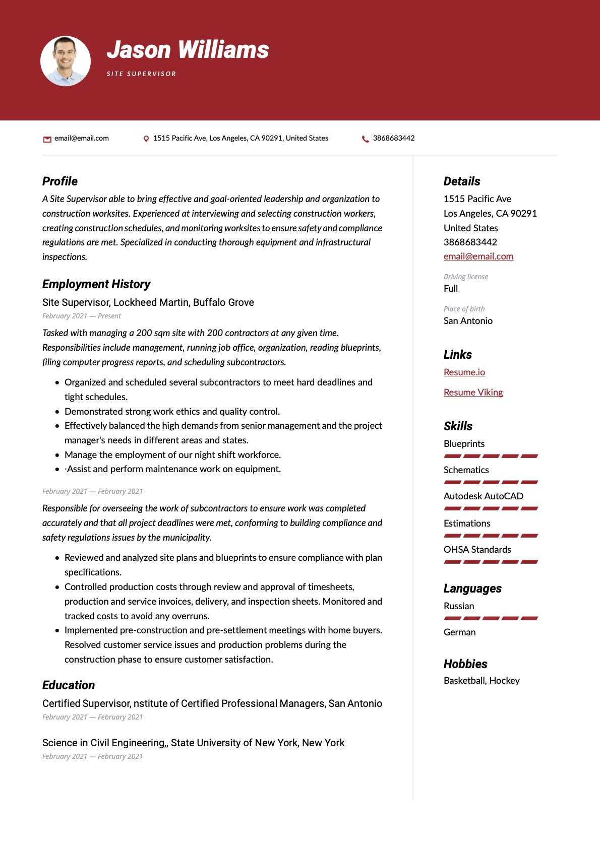 Example Resume Site Supervisor-7