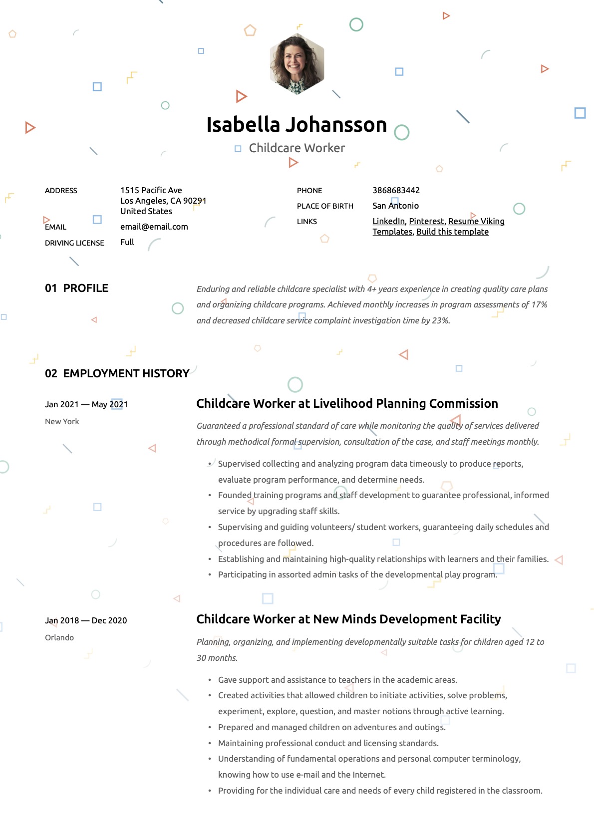 Creative Child Care Worker Resume Template