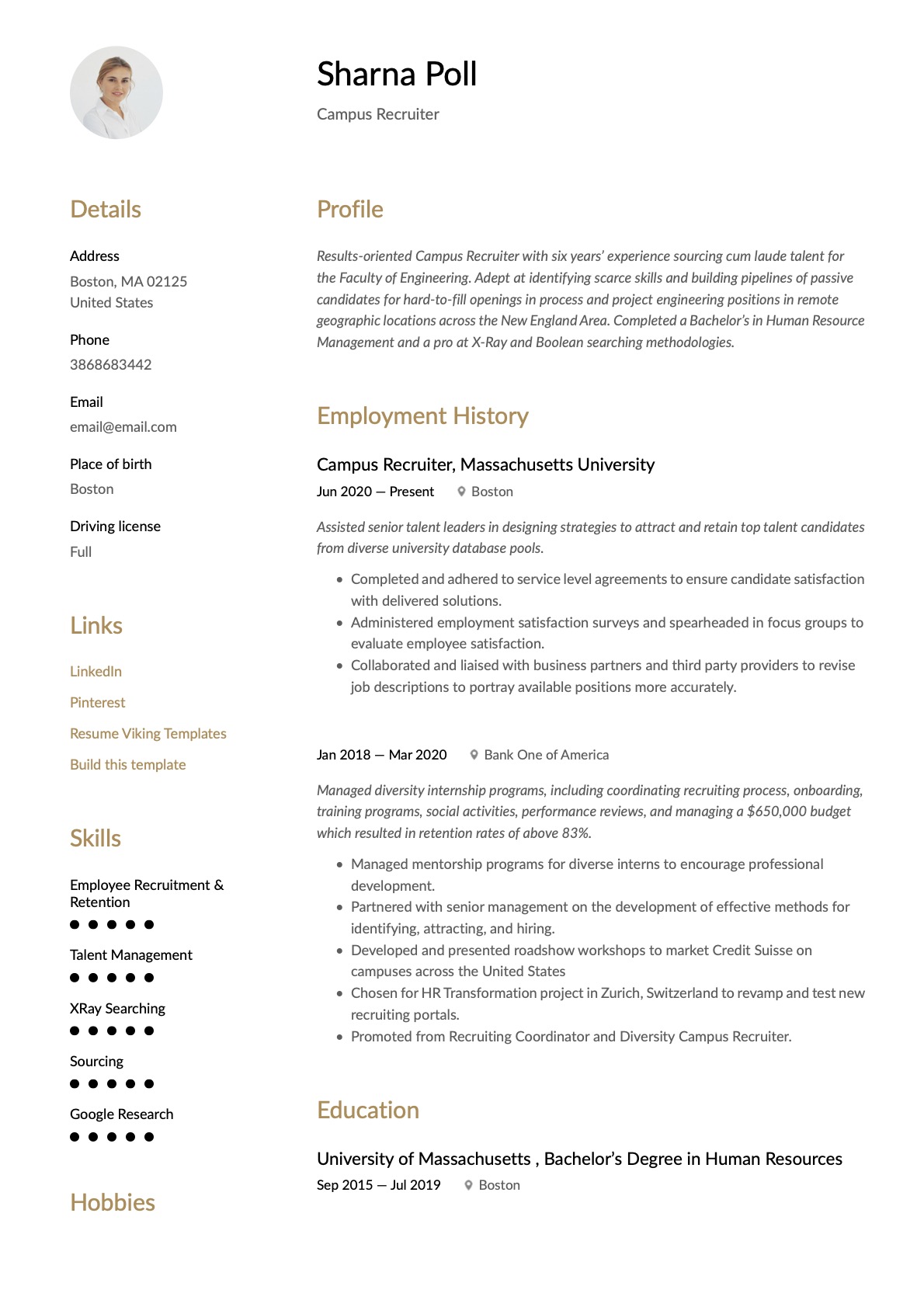 Simple Campus Recruiter Resume