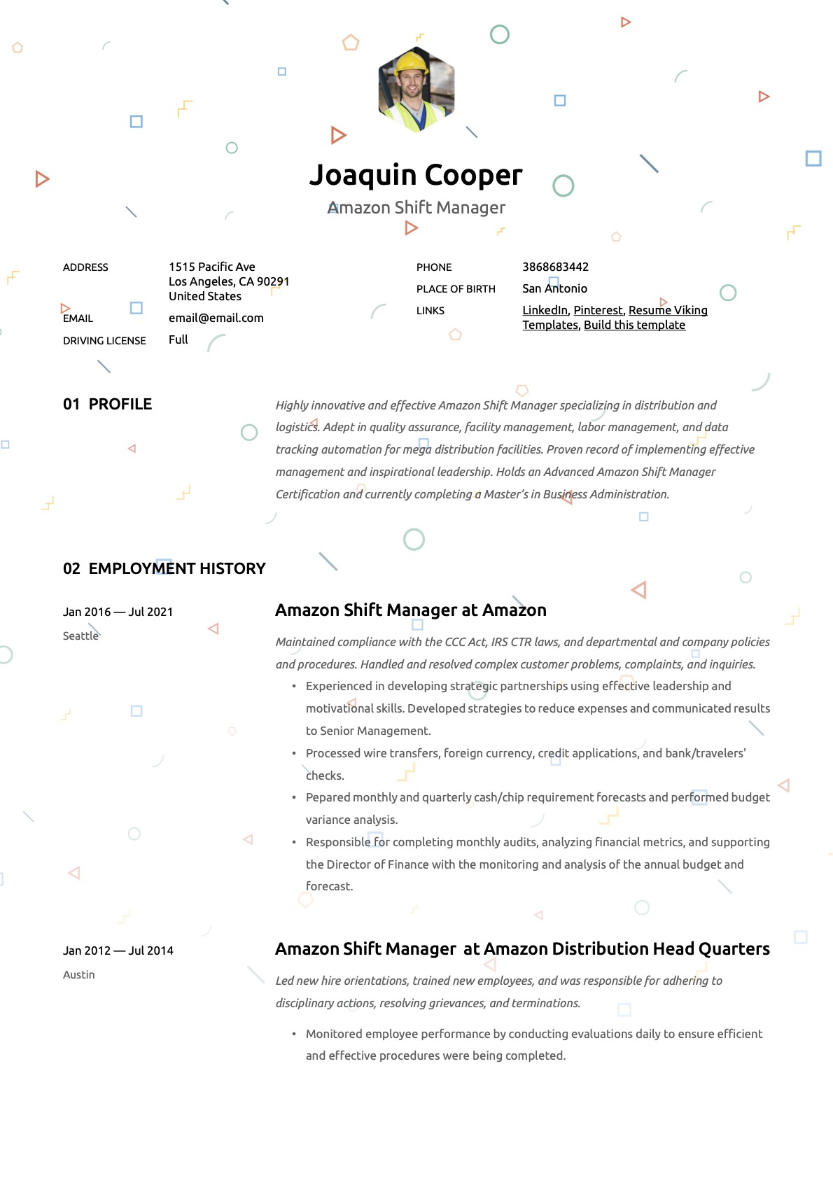 Amazon Shift Manager Resume