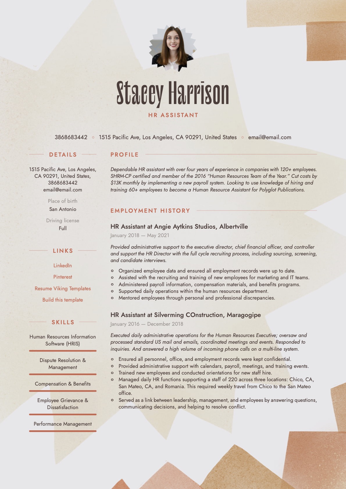 Creative HR Assistant Resume Template