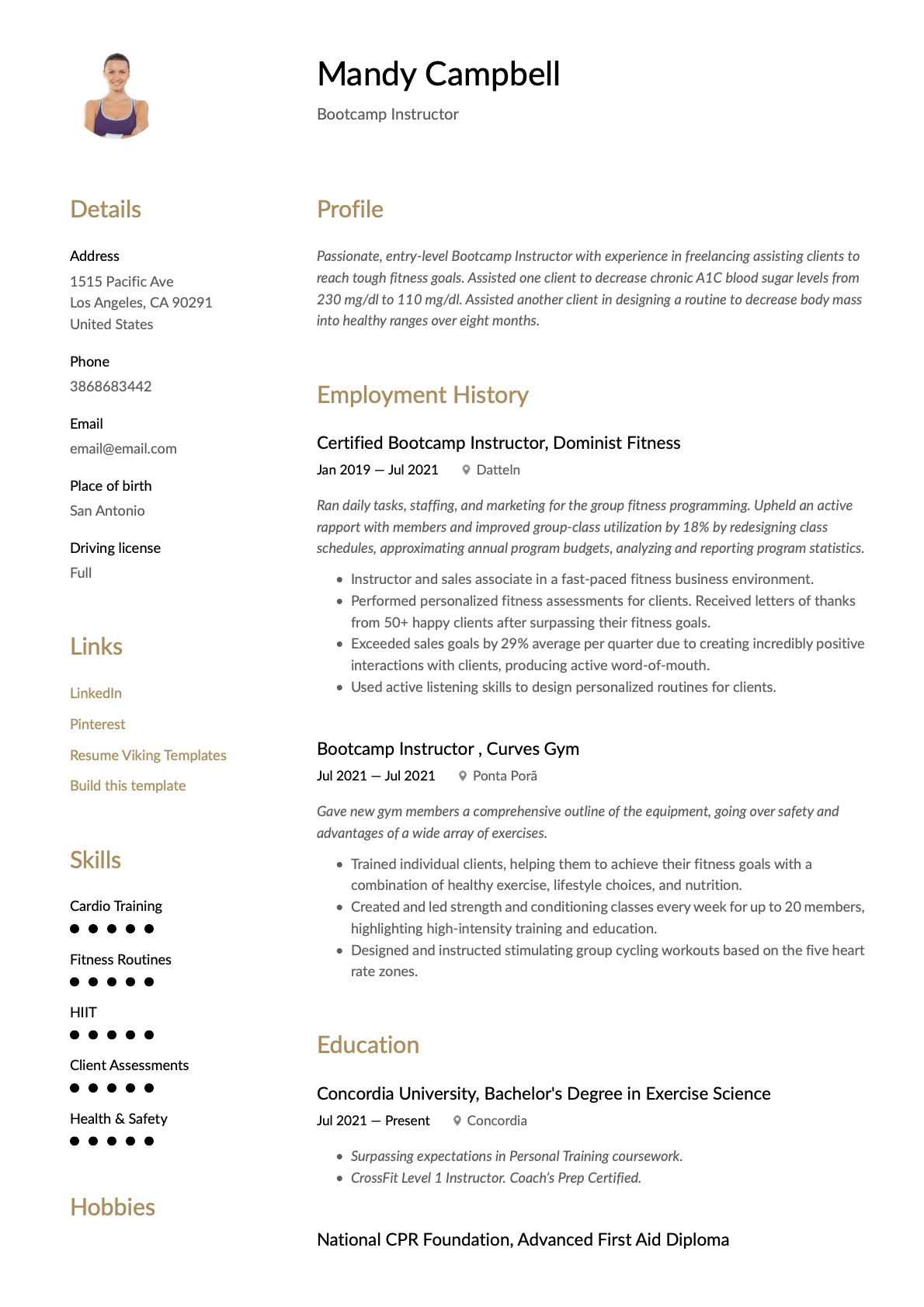 Simple Bootcamp Instructor Resume Template