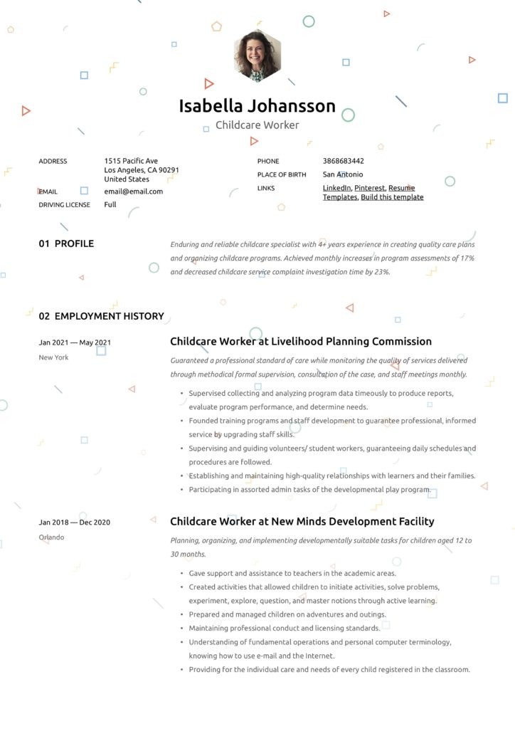 Creative Resume pdf Design Example