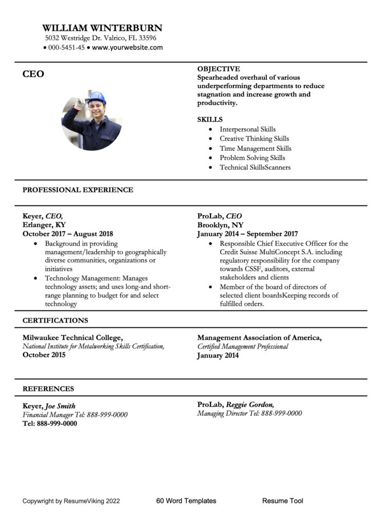 MS word resume