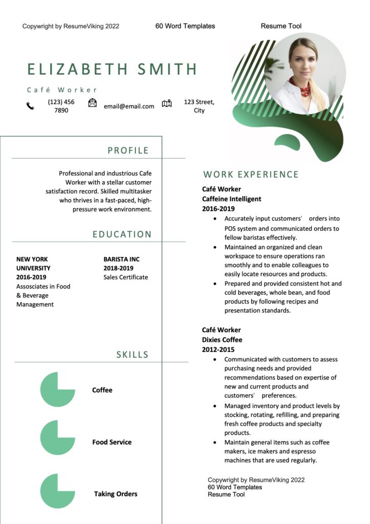 Cafe Worker Word Resume document