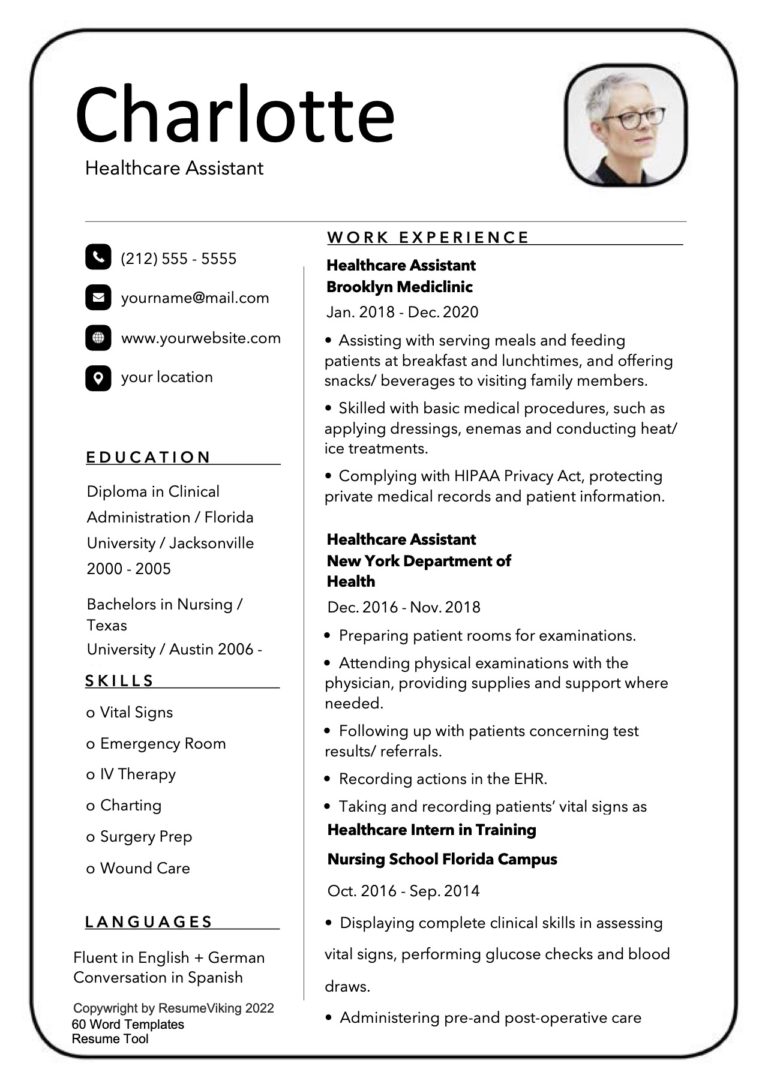 Healthcare Assistant Word Resume document