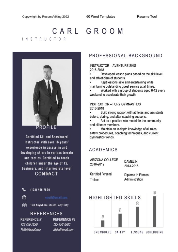 Instructor Word Resume document