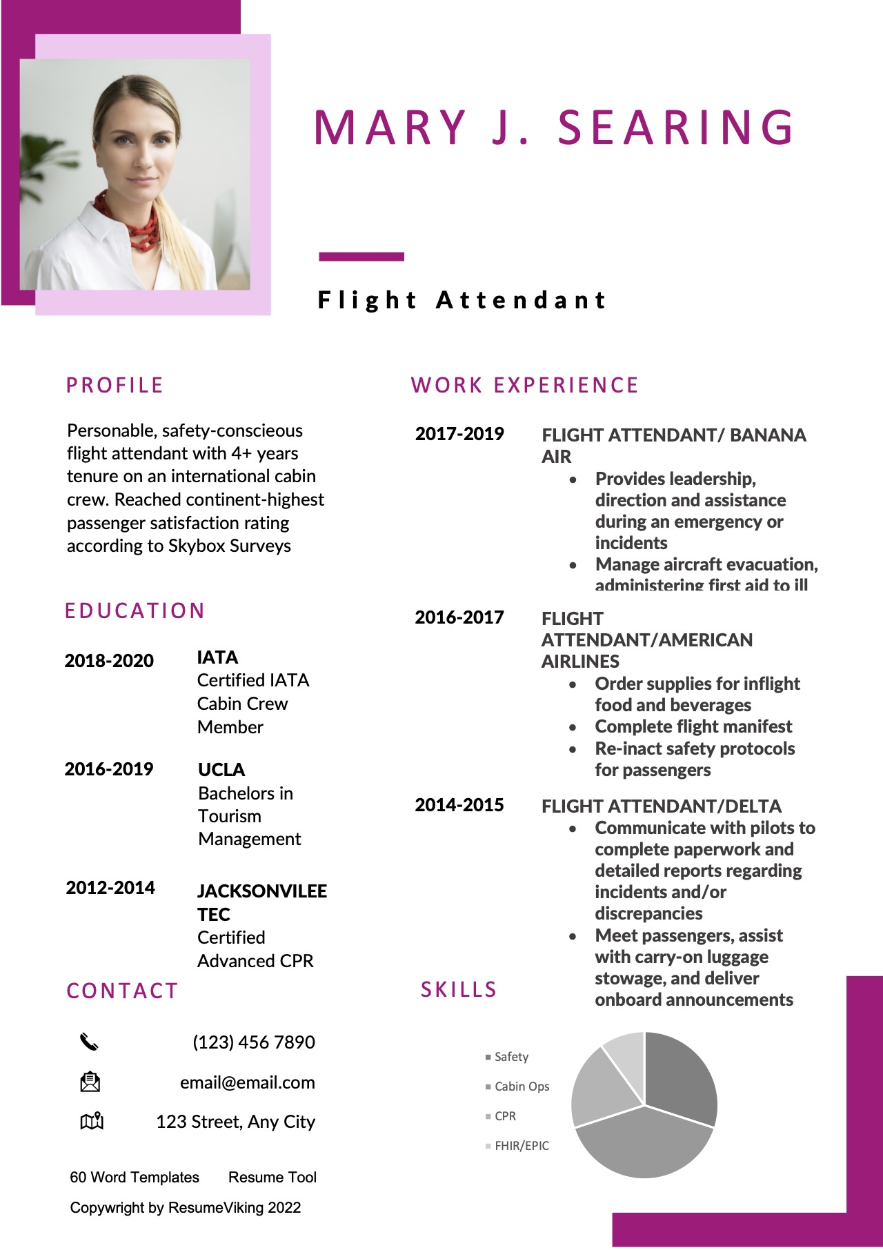 sample resume for flight attendant with experience
