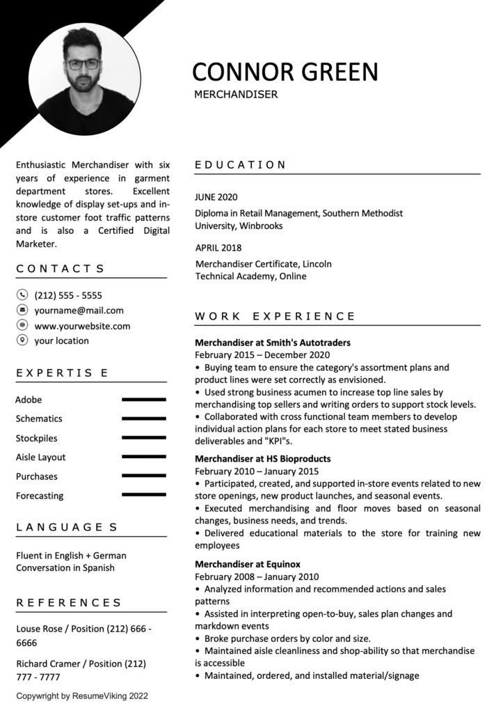 Merchandiser Word Resume format