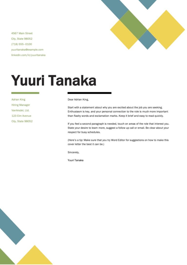 Cover Letter Template Microsoft Word