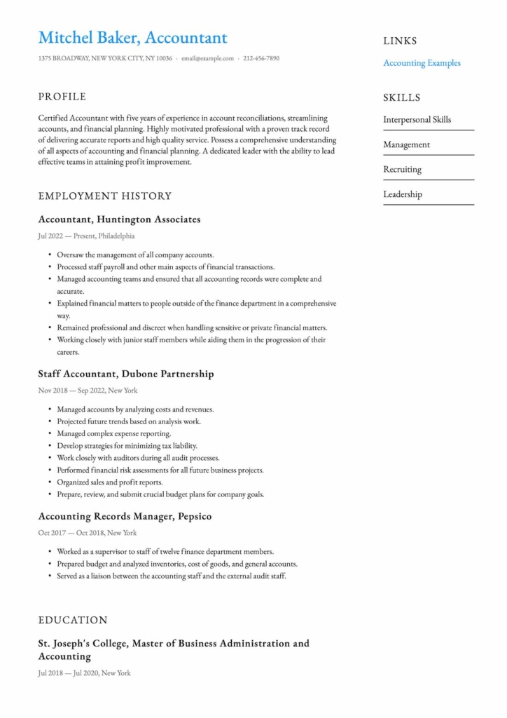 Accountant Resume Example