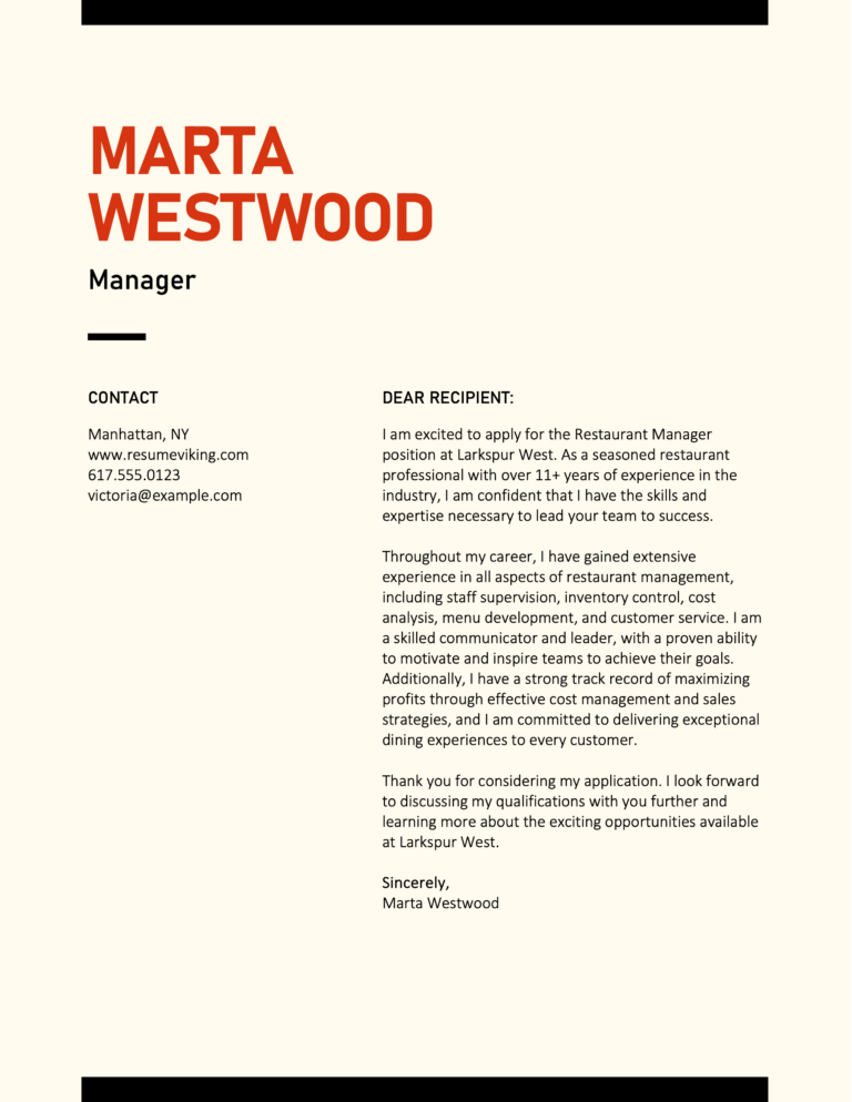 word cover letter template