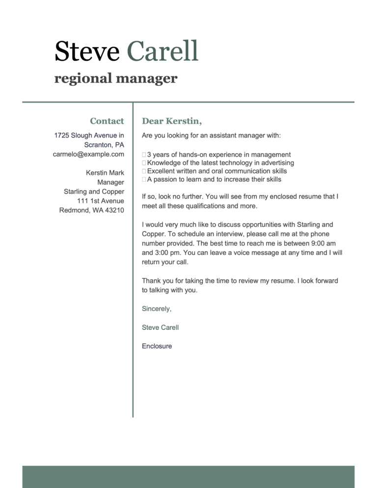 word cover letter template