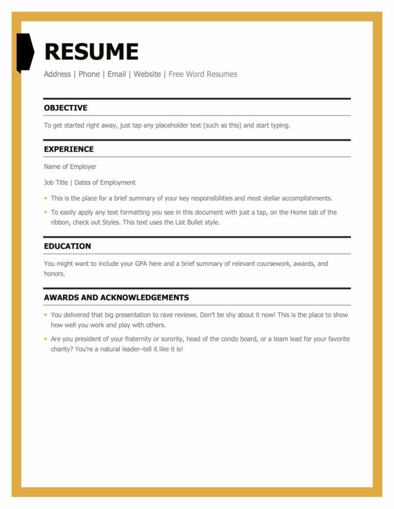 word resume template