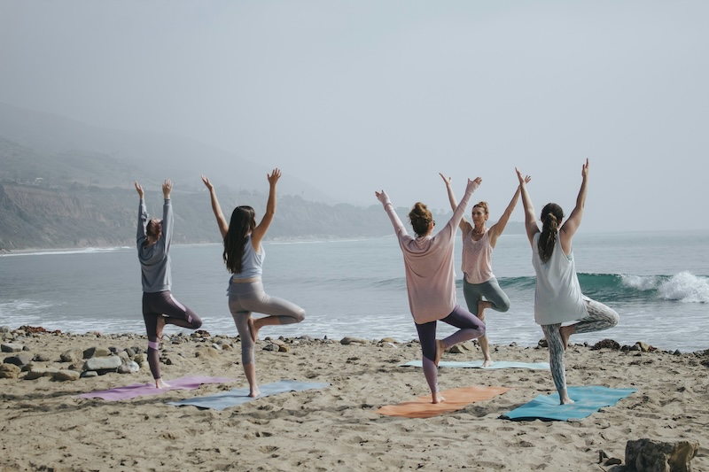 Yoga group at the beach