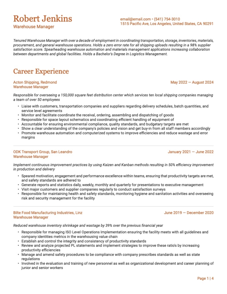 32 Warehouse Manager Resume Examples - Warehouse Manager Resume Example 28 791x1024 